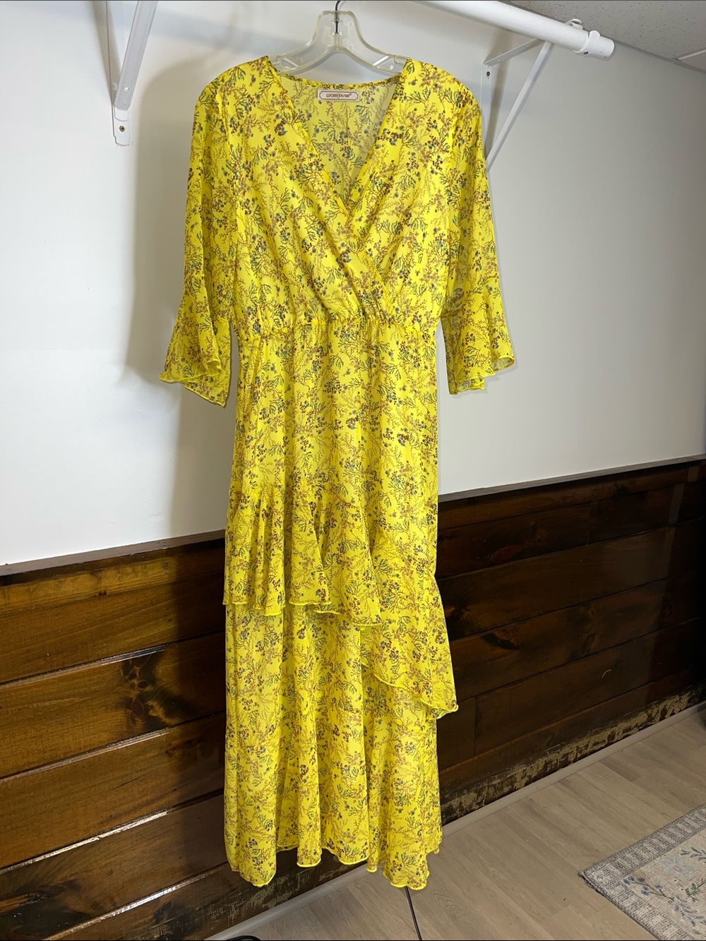 Luom Eidisha Yellow Floral Ruffle Maxi Dress- 6